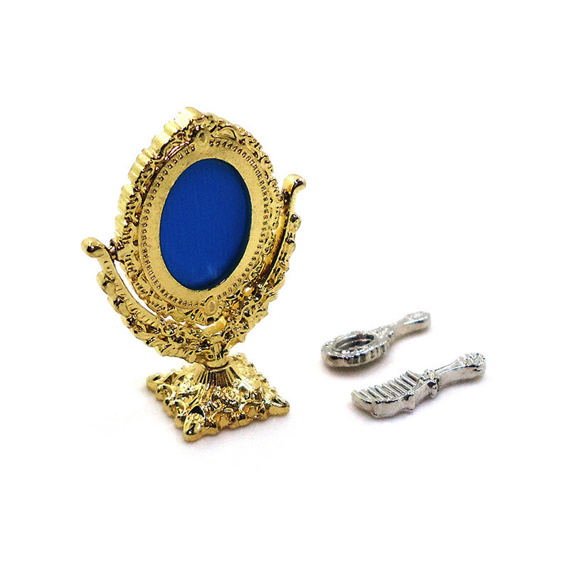 Wholesale 1:12 Dollhouse Accessories Realistic Mini Mirror Vintage Gold